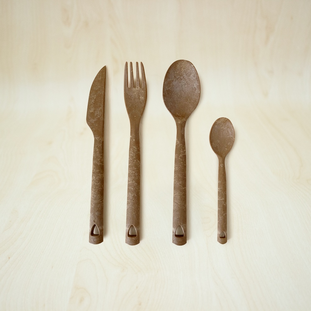 Set of 4 Kupilka brown cutlery in ecological and recyclable Finnish wood